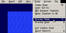 Preview Mode menu