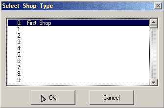 Selecting a Shop Type to use.